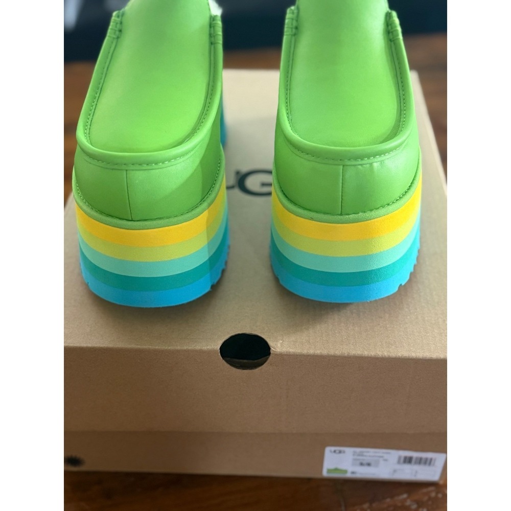 UGG Urseen Platform Clog Green Rainbow Sole Slip On Mule Men's 5/Women's 6 - Picture 10 of 11